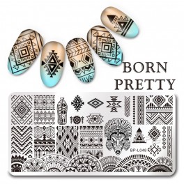 BORN PRETTY 12*6cm Rectangle Stamping Template Ethnic Design Manicure Nail Art Image Plate BP-L048